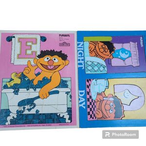 Set of 2 Sesame Street Vintage Wooden Puzzles - Ernie